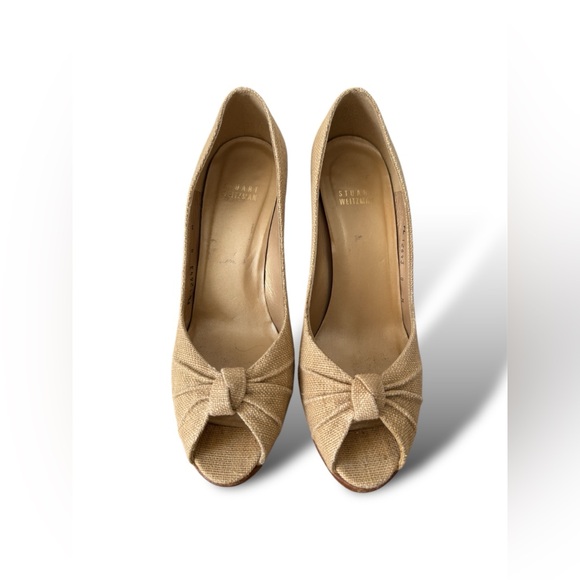 Woven Stuart Weitzman peep to heels - Picture 2 of 8